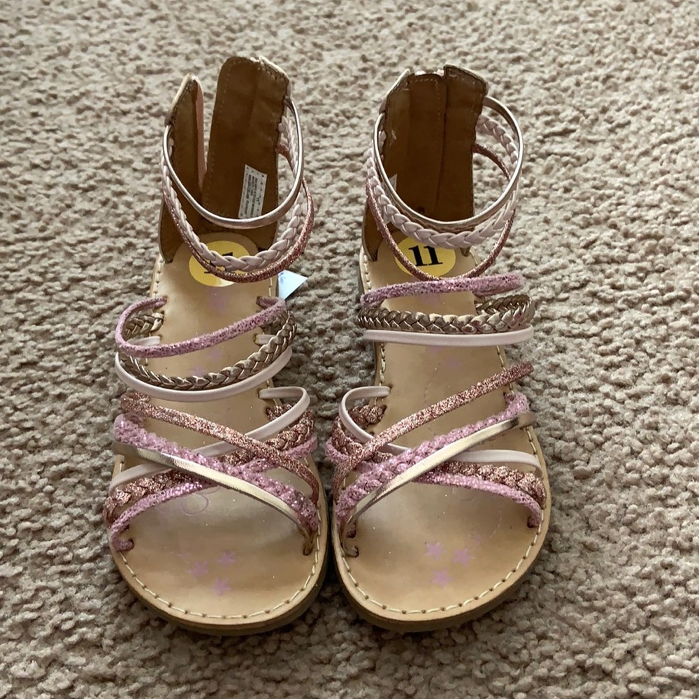 Girls Pink and Gold Strappy Sandal